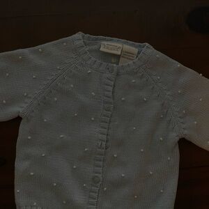 Light Blue Baby Cardigan with Pom Knit Detail 100% cotton